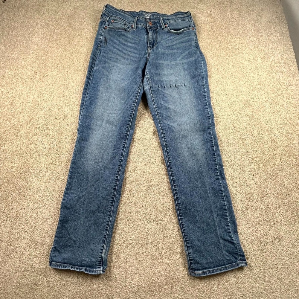 Signature by Levi's Gold Straight Jeans Womens 6M Blue Whiskering Denim Mid Rise